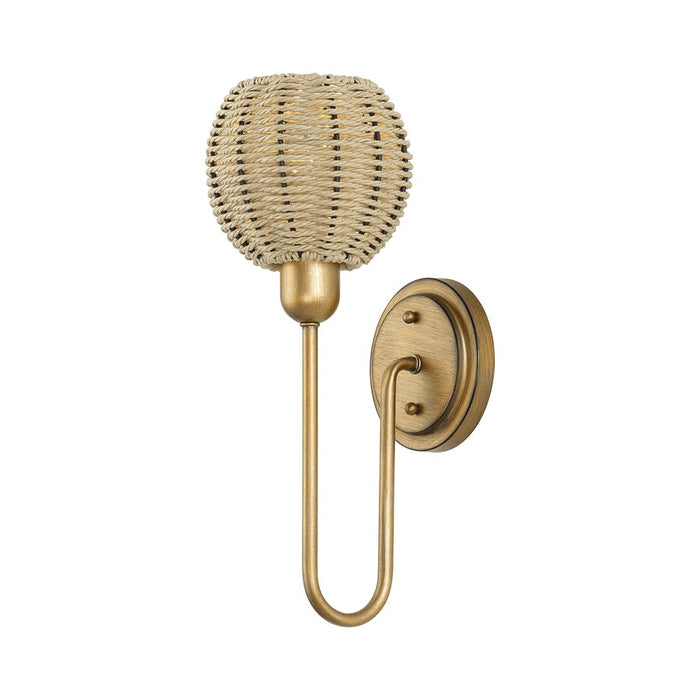 Livex Summervine 1Lt Single Sconce, Gold/Hand-Woven French Beige