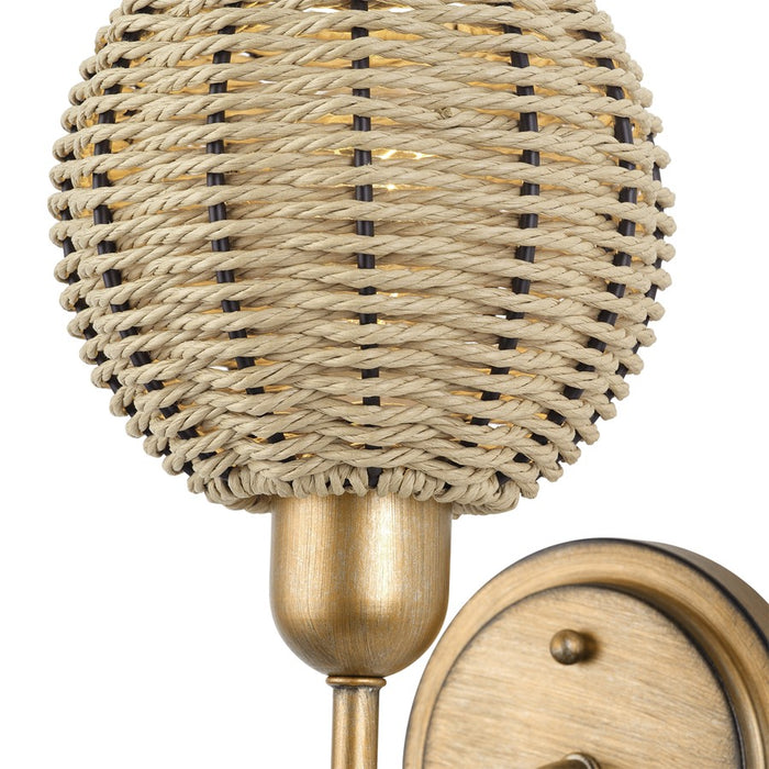 Livex Summervine 1Lt Single Sconce, Gold/Hand-Woven French Beige