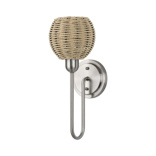 Livex Summervine 1Lt Single Sconce, Nickel/Hand-Woven French Beige