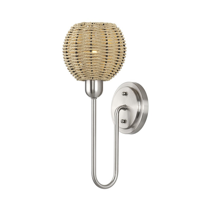 Livex Summervine 1Lt Single Sconce, Nickel/Hand-Woven French Beige