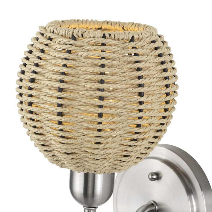 Livex Summervine 1Lt Single Sconce, Nickel/Hand-Woven French Beige