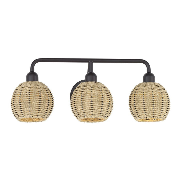 Livex Summervine 3Lt Vanity Sconce, Bronze/Hand-Woven French Beige