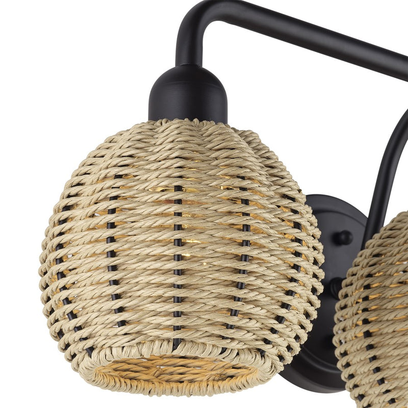 Livex Summervine 3Lt Vanity Sconce, Bronze/Hand-Woven French Beige