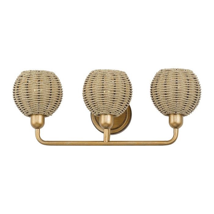 Livex Summervine 3Lt Vanity Sconce, Gold/Hand-Woven French Beige
