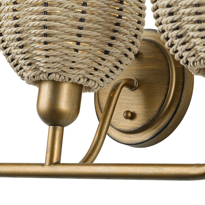 Livex Summervine 3Lt Vanity Sconce, Gold/Hand-Woven French Beige