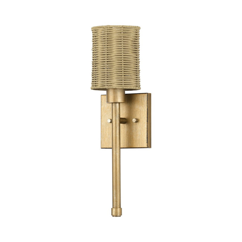 Livex Weavington 1Lt Single ADA Sconce, Gold/Rustic Walnut