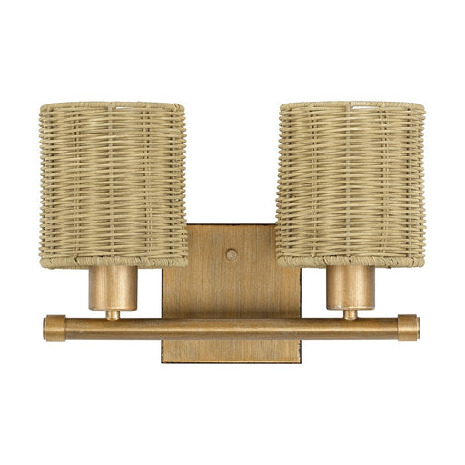 Livex Weavington 2Lt Vanity Sconce, Gold/Hand-Woven Rustic Walnut