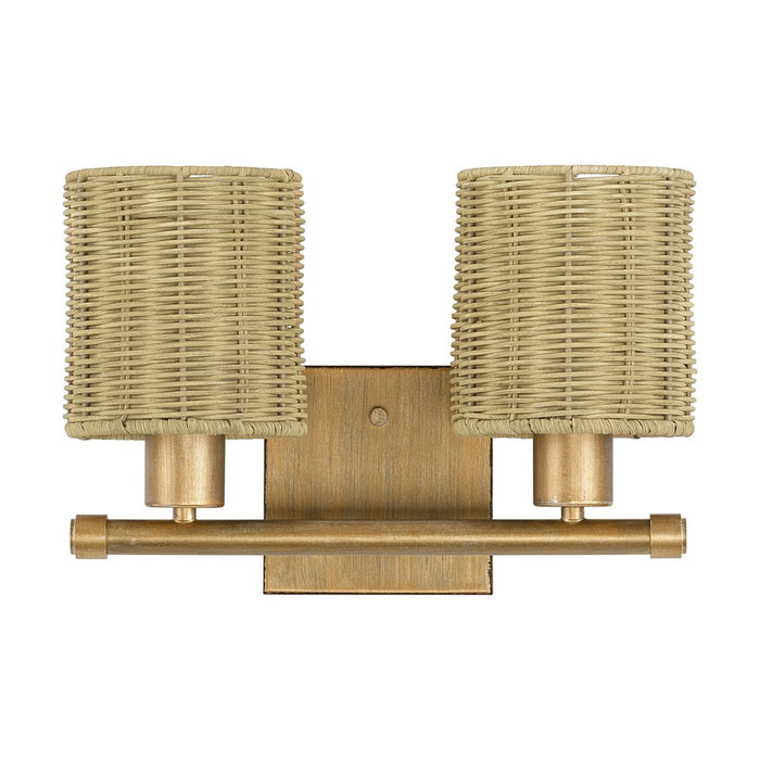 Livex Weavington 2Lt Vanity Sconce, Gold/Hand-Woven Rustic Walnut