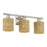 Livex Weavington 3Lt Vanity Sconce, Nickel/Hand-Woven Rustic Walnut