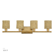 Livex Weavington 4Lt Large Vanity Sconce, Gold/Rustic Walnut - 13704-48