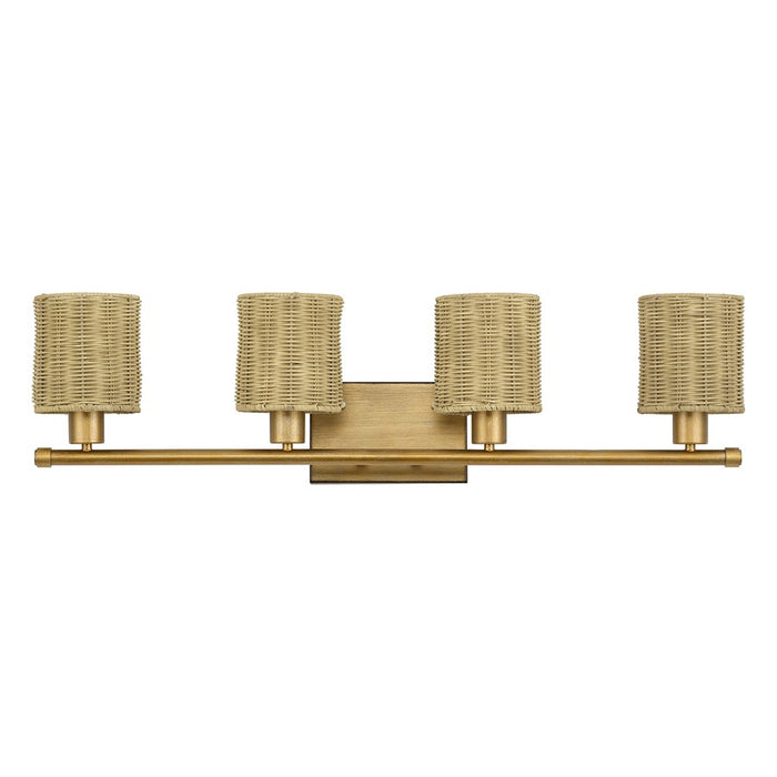 Livex Weavington 4Lt Large Vanity Sconce, Gold/Rustic Walnut