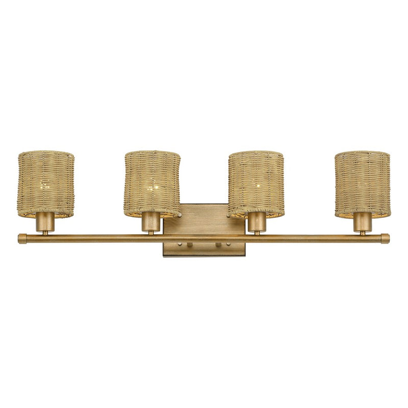Livex Weavington 4Lt Large Vanity Sconce, Gold/Rustic Walnut