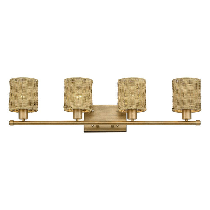 Livex Weavington 4Lt Large Vanity Sconce, Gold/Rustic Walnut