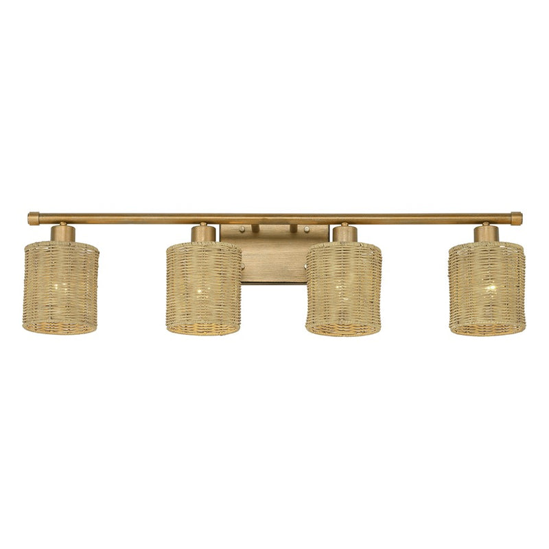 Livex Weavington 4Lt Large Vanity Sconce, Gold/Rustic Walnut