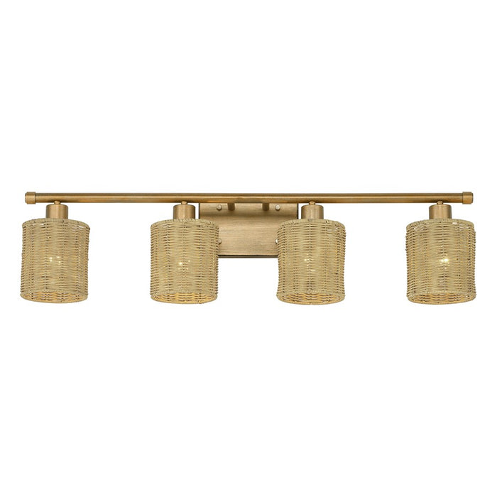 Livex Weavington 4Lt Large Vanity Sconce, Gold/Rustic Walnut