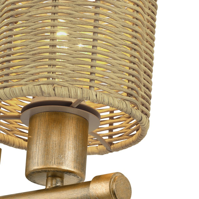 Livex Weavington 4Lt Large Vanity Sconce, Gold/Rustic Walnut