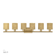Livex Weavington 6Lt Extra Large Vanity Sconce, Gold/Rustic Walnut - 13706-48