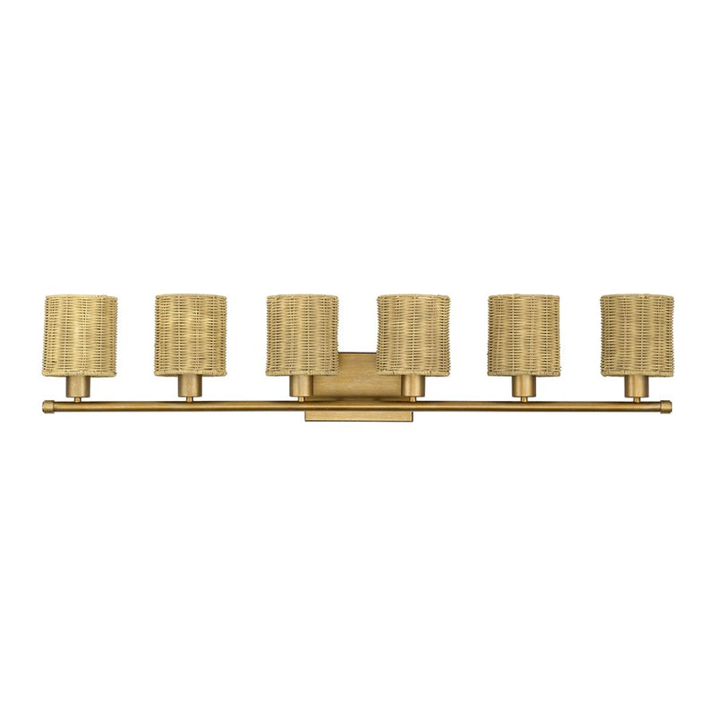Livex Weavington 6Lt Extra Large Vanity Sconce, Gold/Rustic Walnut