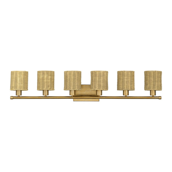 Livex Weavington 6Lt Extra Large Vanity Sconce, Gold/Rustic Walnut