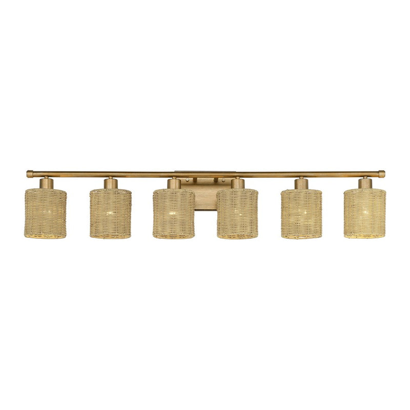 Livex Weavington 6Lt Extra Large Vanity Sconce, Gold/Rustic Walnut