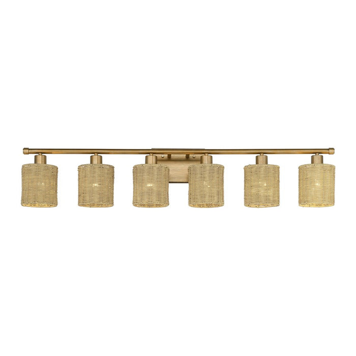 Livex Weavington 6Lt Extra Large Vanity Sconce, Gold/Rustic Walnut
