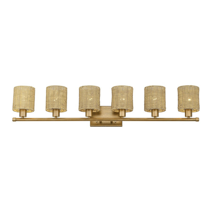Livex Weavington 6Lt Extra Large Vanity Sconce, Gold/Rustic Walnut