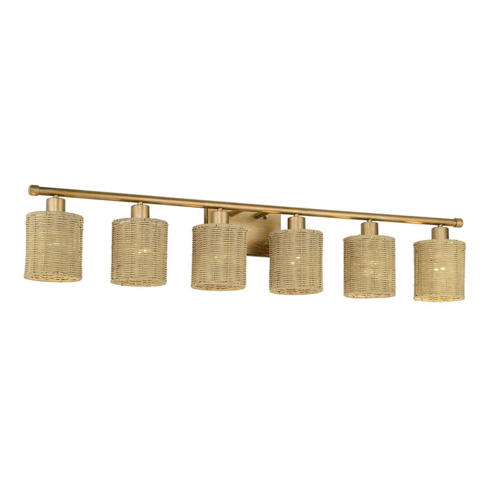 Livex Weavington 6Lt Extra Large Vanity Sconce, Gold/Rustic Walnut