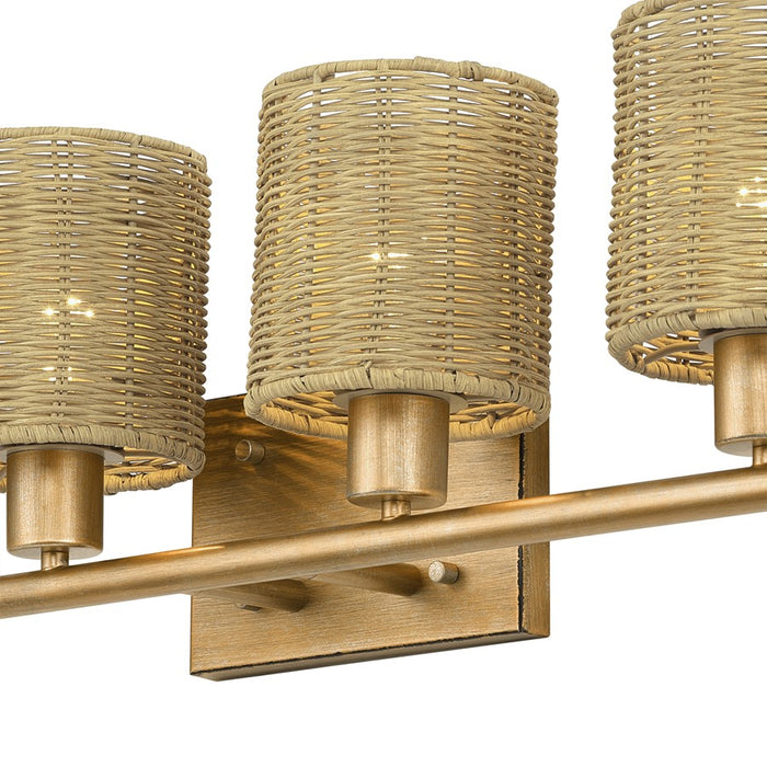 Livex Weavington 6Lt Extra Large Vanity Sconce, Gold/Rustic Walnut