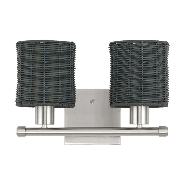 Livex Weavington 2Lt Vanity Sconce, Nickel/Hand-Woven Charred Gray