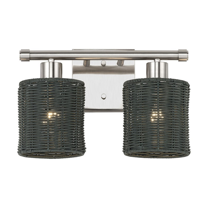 Livex Weavington 2Lt Vanity Sconce, Nickel/Hand-Woven Charred Gray