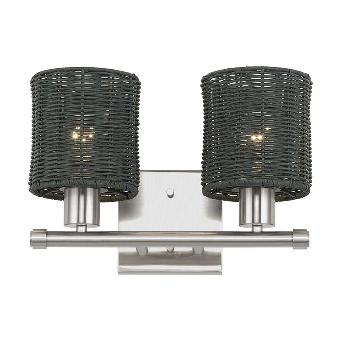 Livex Weavington 2Lt Vanity Sconce, Nickel/Hand-Woven Charred Gray