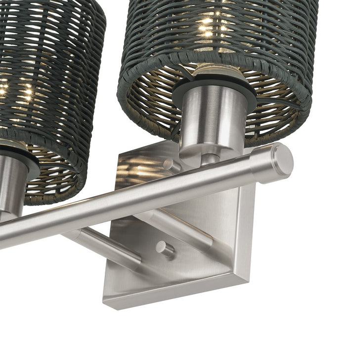 Livex Weavington 2Lt Vanity Sconce, Nickel/Hand-Woven Charred Gray
