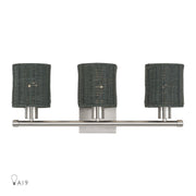 Livex Weavington 3Lt Vanity Sconce, Nickel/Hand-Woven Charred Gray - 13718-91