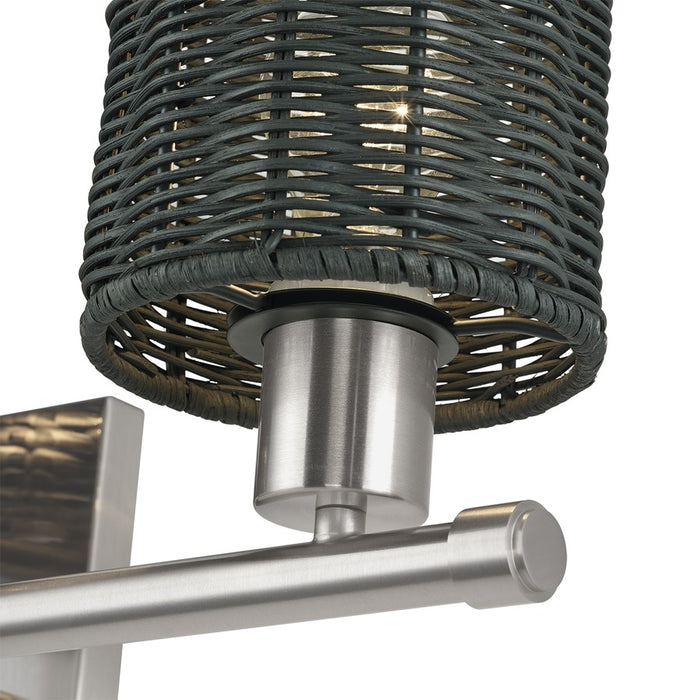 Livex Weavington 3Lt Vanity Sconce, Nickel/Hand-Woven Charred Gray