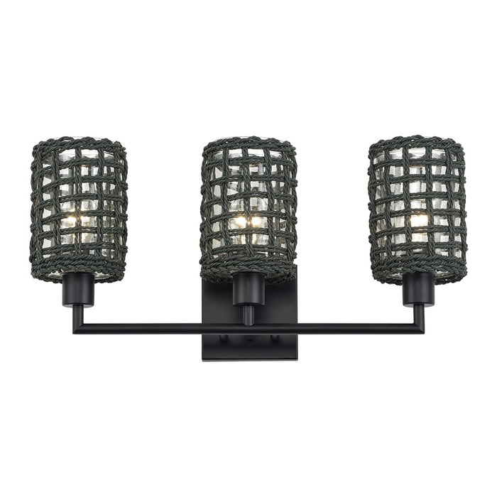 Livex Twinewell 3Lt Vanity Sconce, Black/Black On Top of Clear Glass