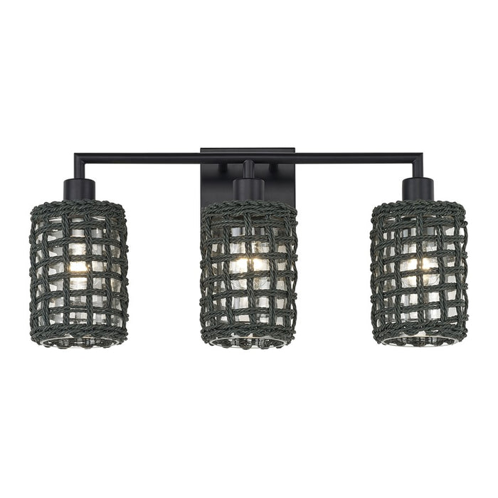 Livex Twinewell 3Lt Vanity Sconce, Black/Black On Top of Clear Glass