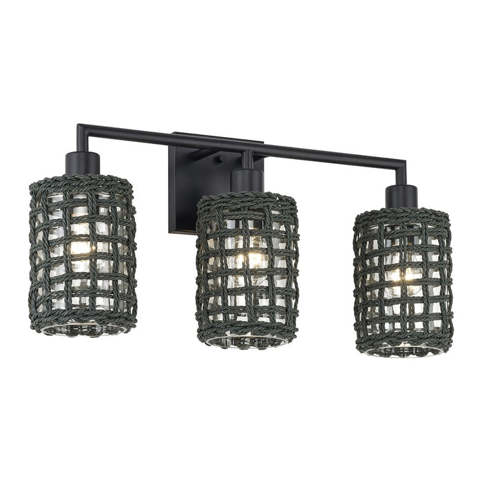 Livex Twinewell 3Lt Vanity Sconce, Black/Black On Top of Clear Glass
