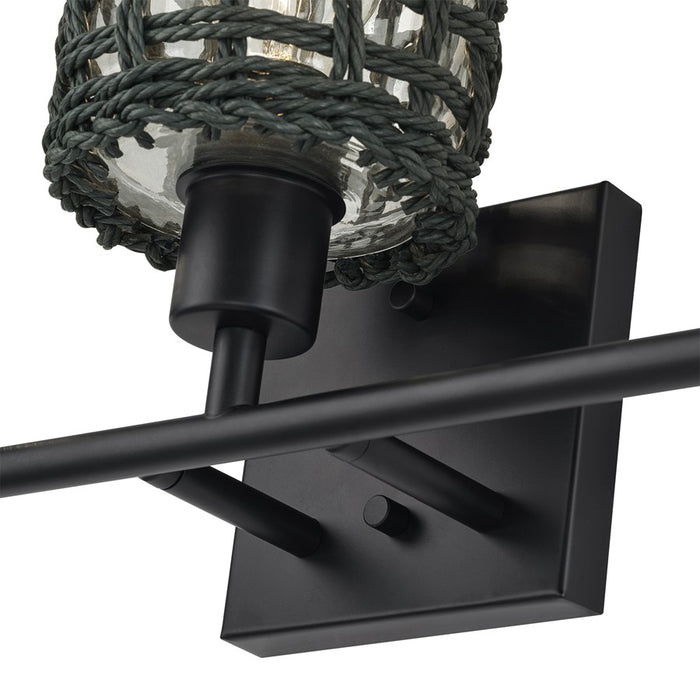 Livex Twinewell 3Lt Vanity Sconce, Black/Black On Top of Clear Glass