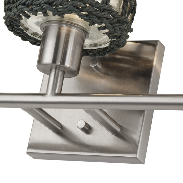 Livex Twinewell 3Lt Vanity Sconce, Nickel/Black On Top of Clear Glass