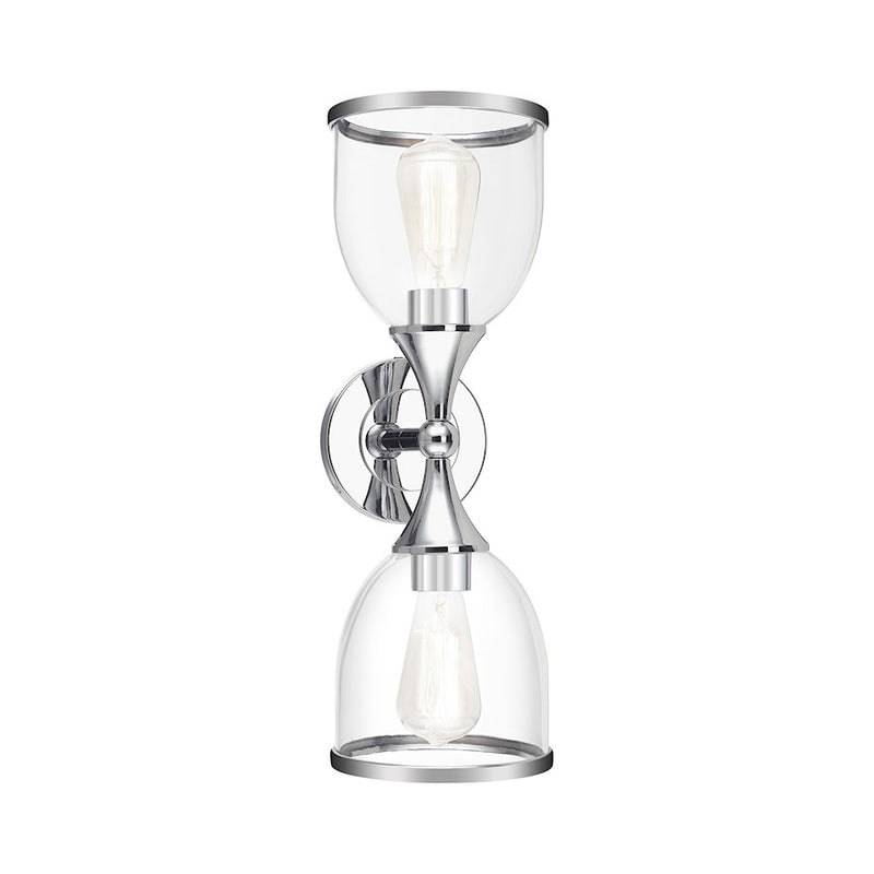 Livex Ashridge 2Lt Vanity Sconce, Polished Chrome/Clear