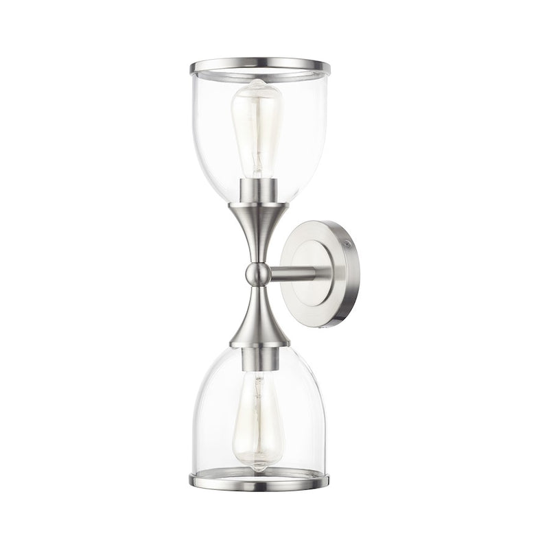 Livex Ashridge 2Lt Vanity Sconce, Brushed Nickel/Clear