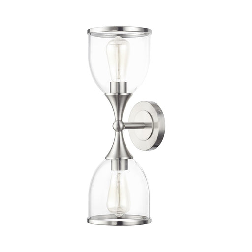 Livex Ashridge 2Lt Vanity Sconce, Brushed Nickel/Clear