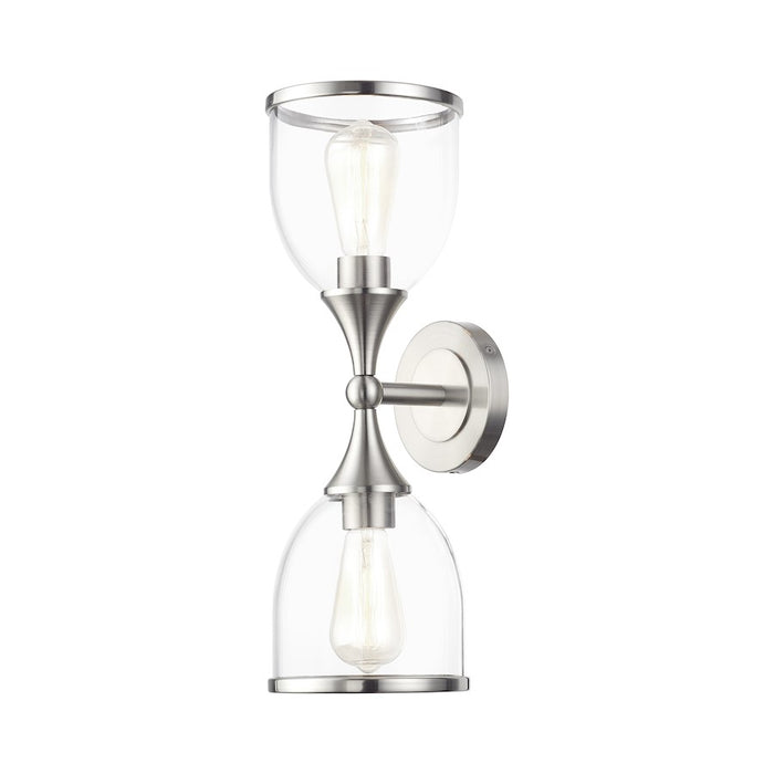 Livex Ashridge 2Lt Vanity Sconce, Brushed Nickel/Clear