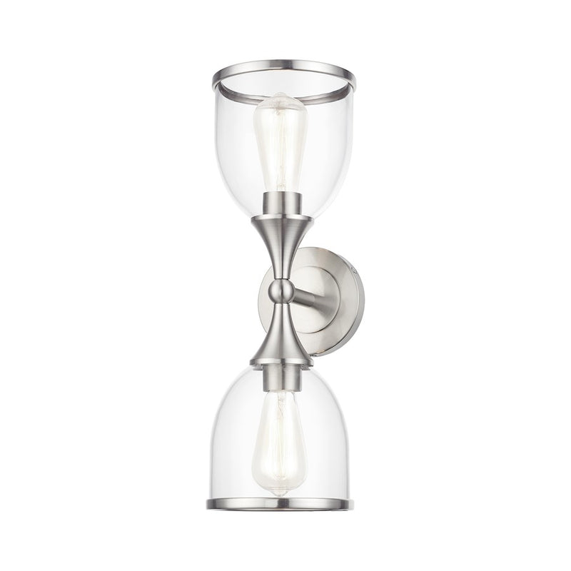 Livex Ashridge 2Lt Vanity Sconce, Brushed Nickel/Clear