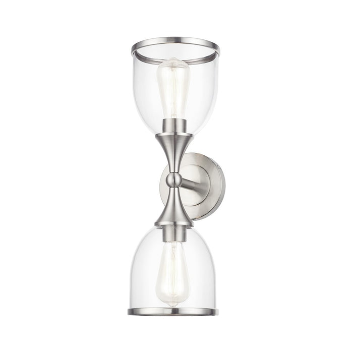 Livex Ashridge 2Lt Vanity Sconce, Brushed Nickel/Clear