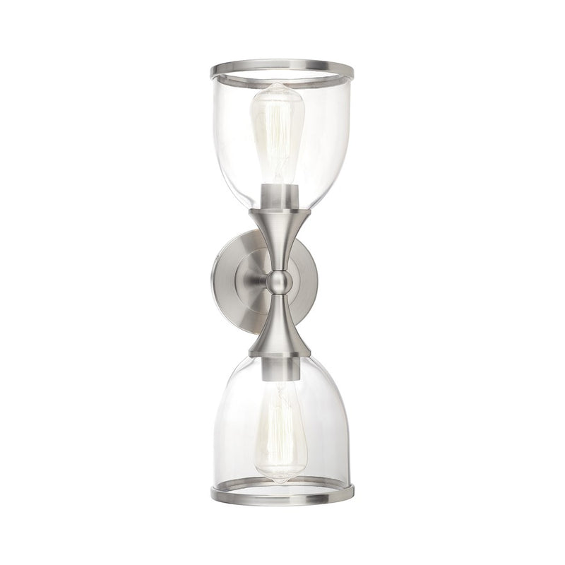 Livex Ashridge 2Lt Vanity Sconce, Brushed Nickel/Clear