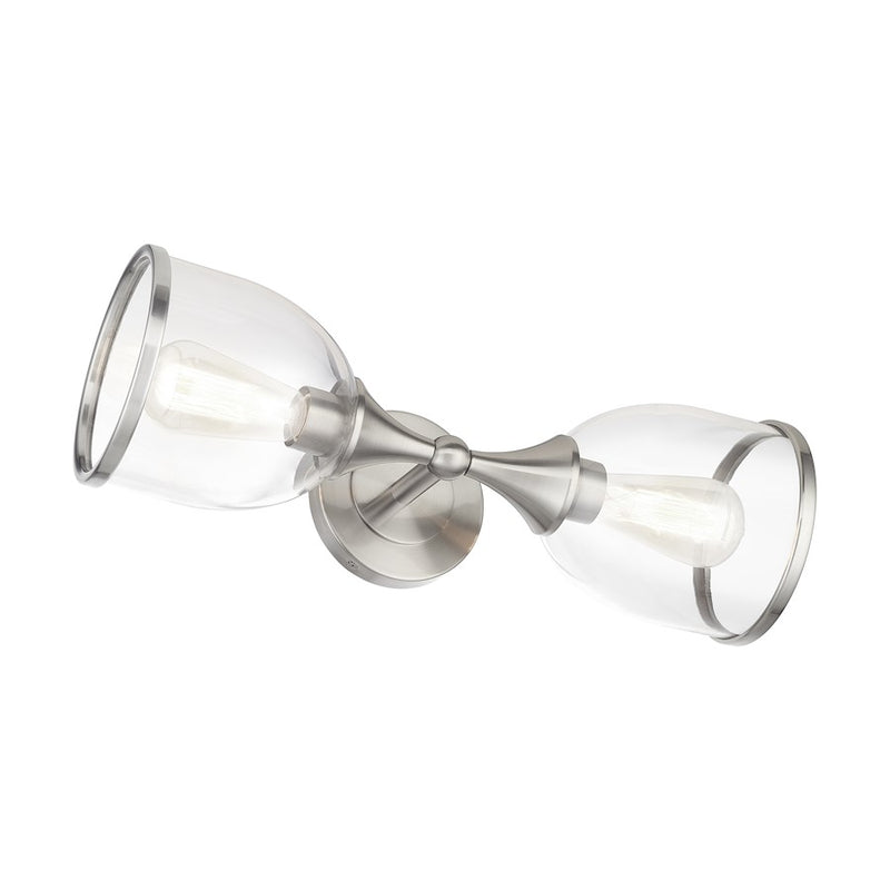 Livex Ashridge 2Lt Vanity Sconce, Brushed Nickel/Clear