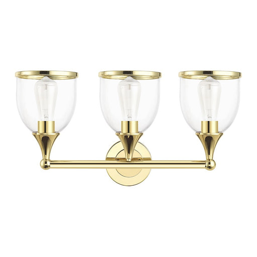Livex Ashridge 3Lt Vanity Sconce, Polished Brass/Clear