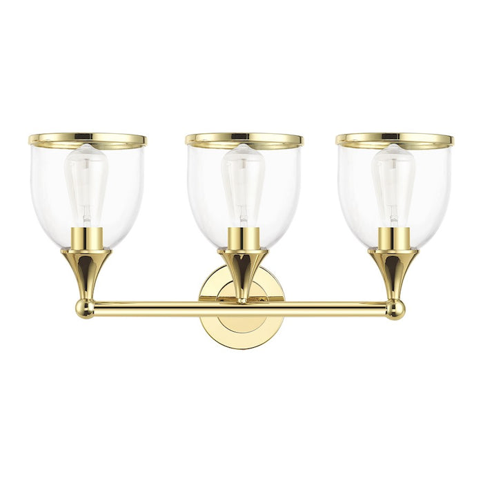 Livex Ashridge 3Lt Vanity Sconce, Polished Brass/Clear