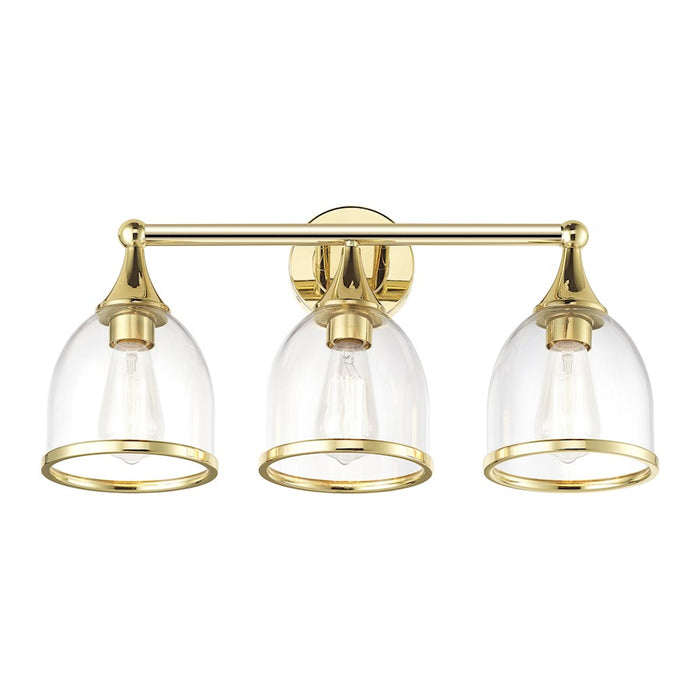 Livex Ashridge 3Lt Vanity Sconce, Polished Brass/Clear